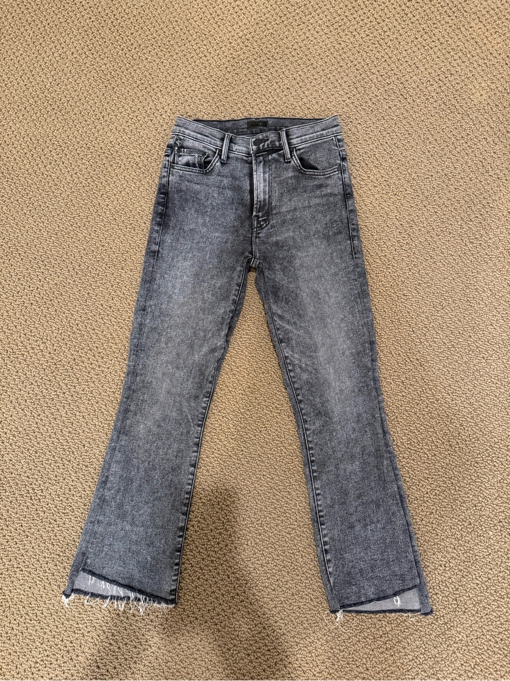 Mother Denim The Insider Crop Step Fray in Train Stops, Size 24